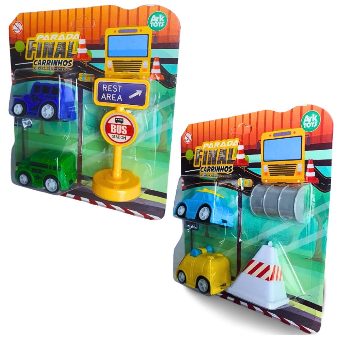 Kit 4 Carrinhos Parada Final Fricção Sortidos - Ark Toys Kit 4 Carrinhos Parada Final Fricção Sortidos - Ark Toys